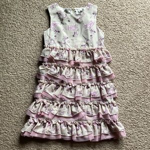 Hartstrings gray Paris themed tiered ruffle dress~size 6~
